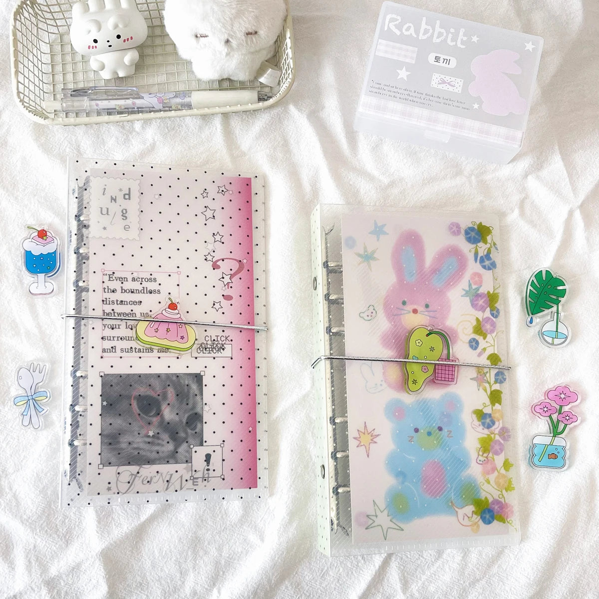 Polka Dot A6 PER Binder Planner Star Design Twill Texture Notebook Minimalist High Aesthetic Journal for Office School