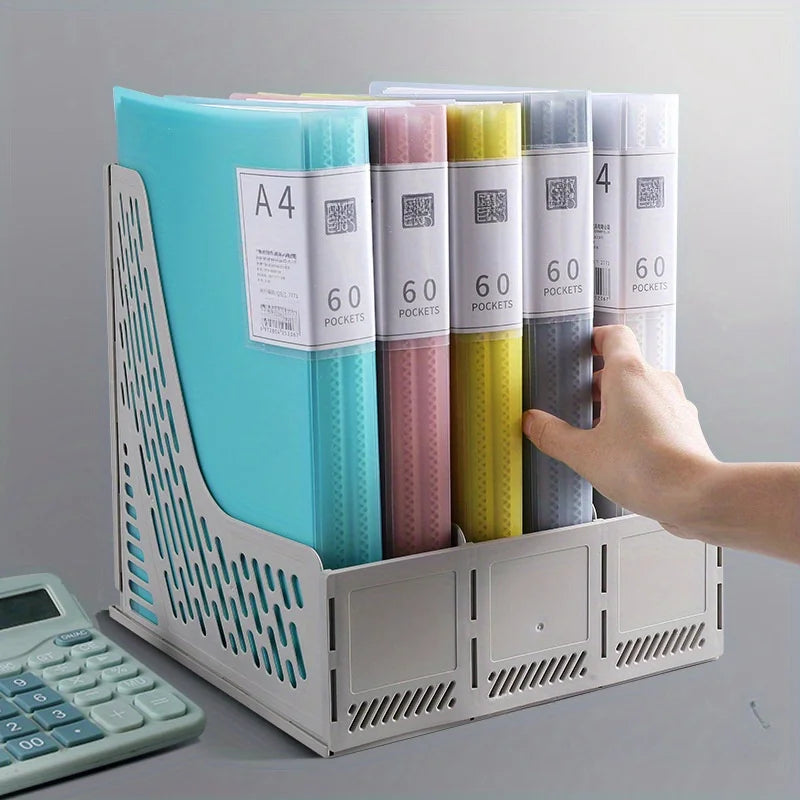60 Inner Pages, an A4 Transparent Insert Folder for Organizing Materials, a Multi-Layer Large-Capacity Office Folder